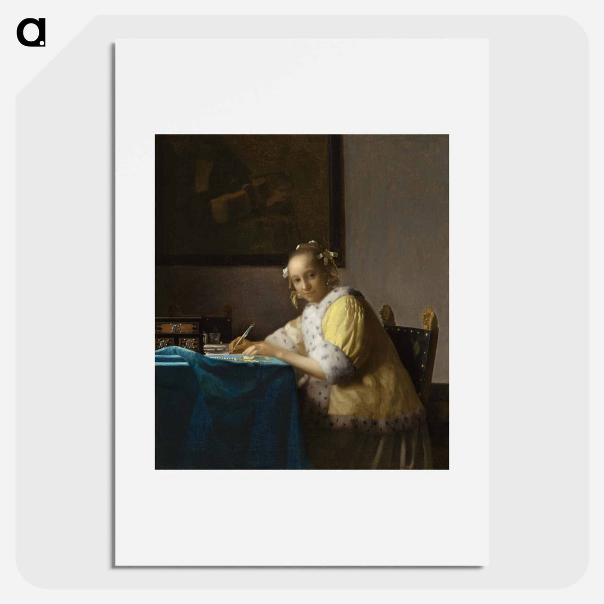 アートポスター-A Lady Writing a Letter - ヨハネス フェルメール Poster.