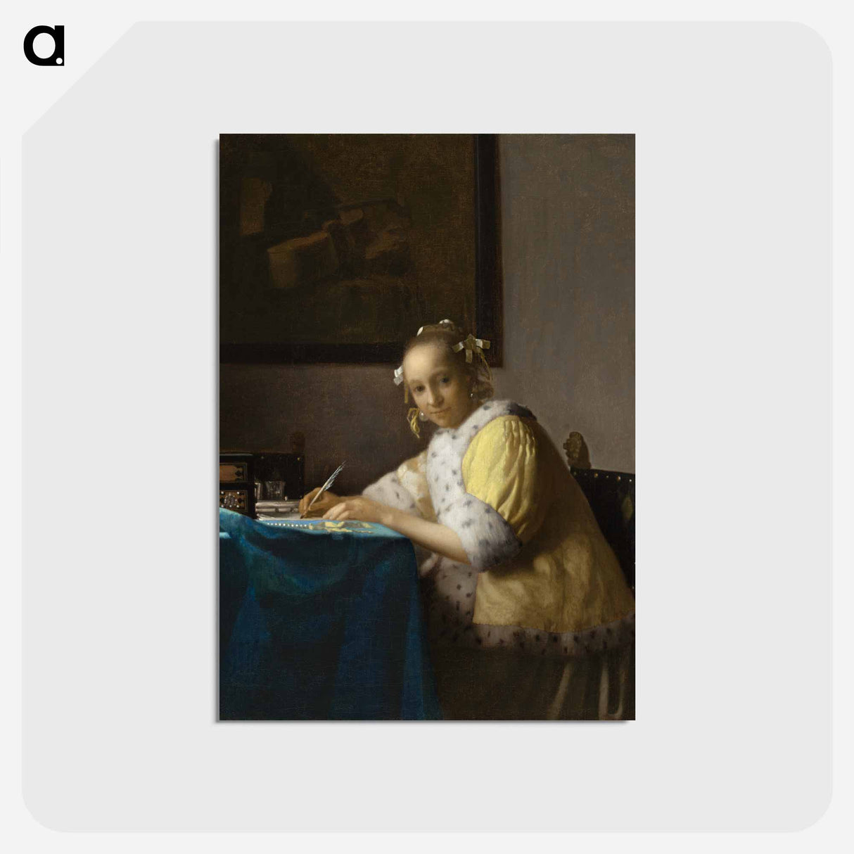 アートポストカード-A Lady Writing a Letter - ヨハネス フェルメール Postcard.