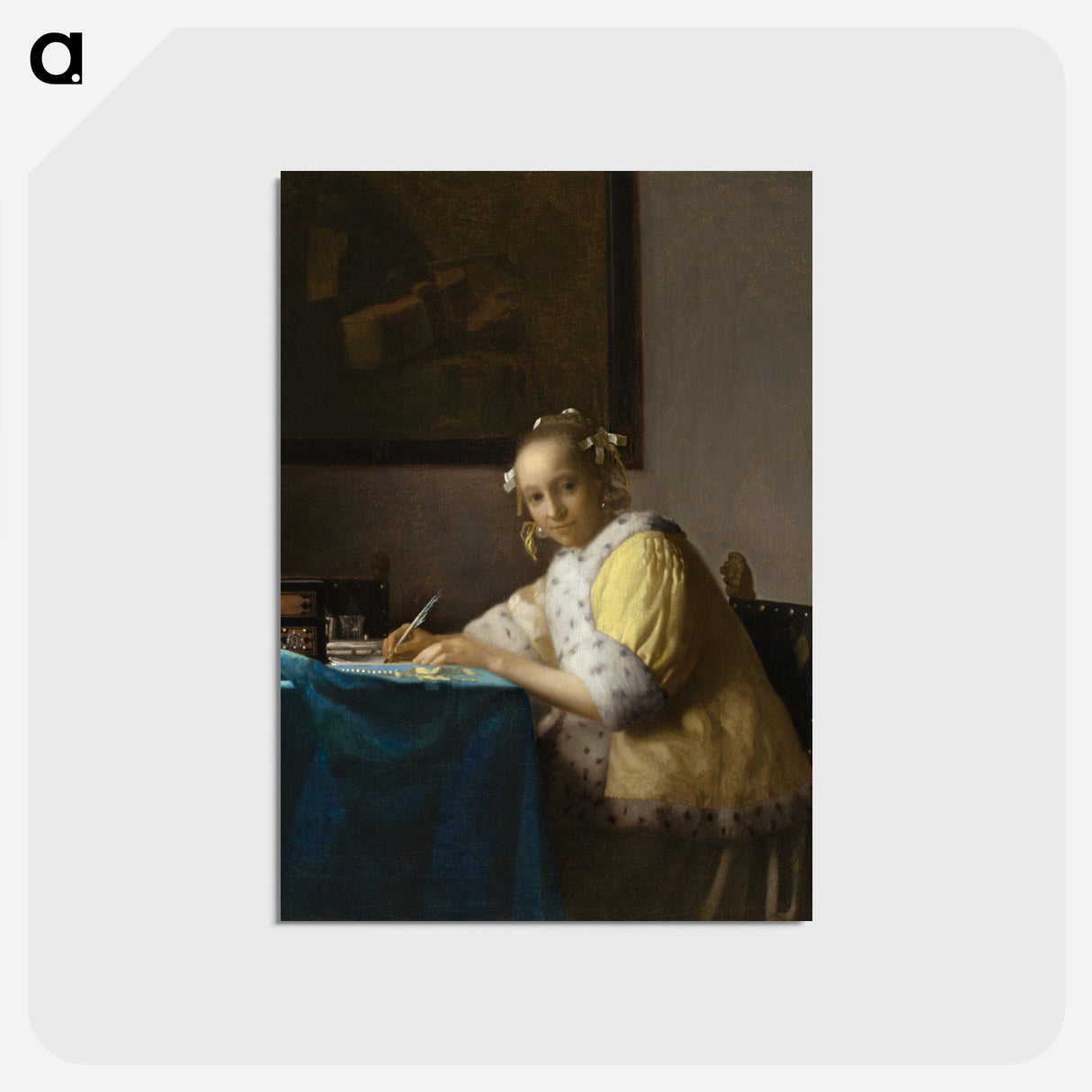 A Lady Writing a Letter - ヨハネス フェルメール Postcard.