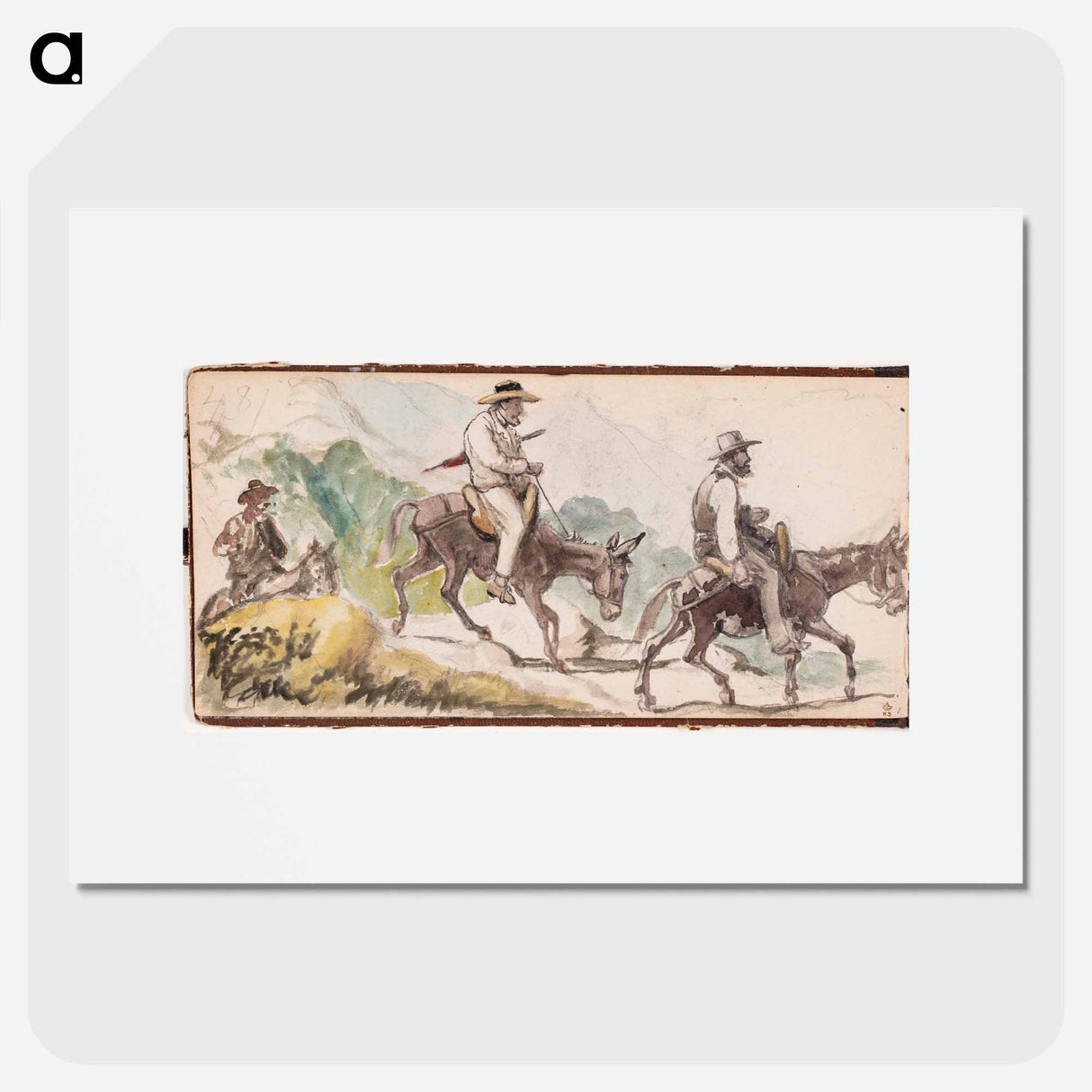 Riding Donkeys in a Mountain Landscape - ヴィルヘルム マーストランド Poster.