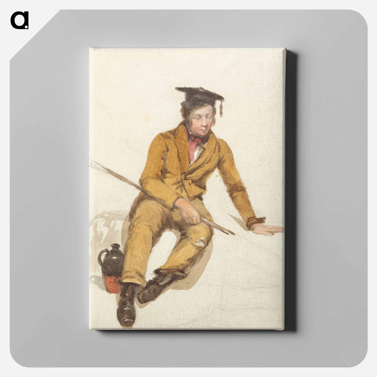 アートパネル-A Young Scholar Goes Fishing - ウィリアム ヘンリー ハント Canvas.