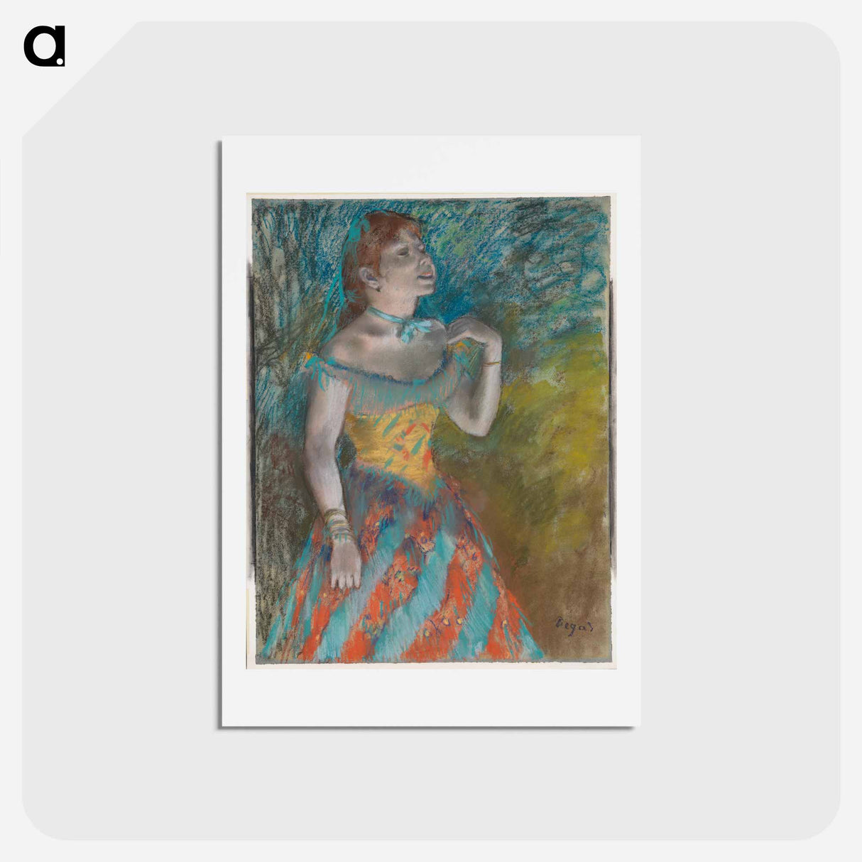 アートポストカード-The Singer in Green - エドガー ドガ Postcard.