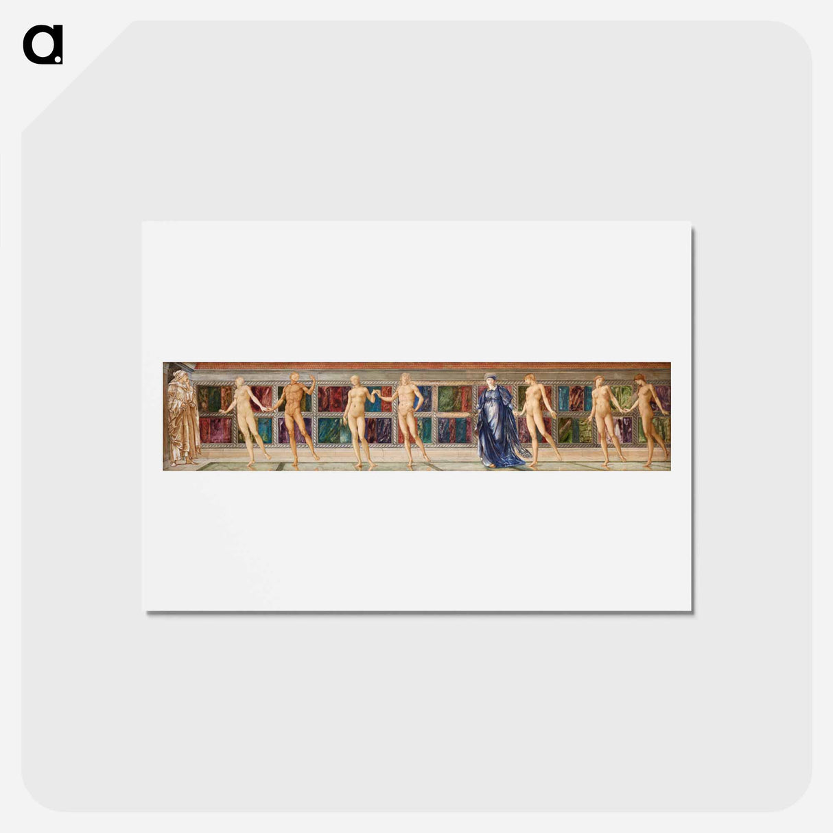 アートポストカード-The Pilgrim in the Garden of Idleness - Study of nine Figures - エドワード バーン ジョーンズ Postcard.