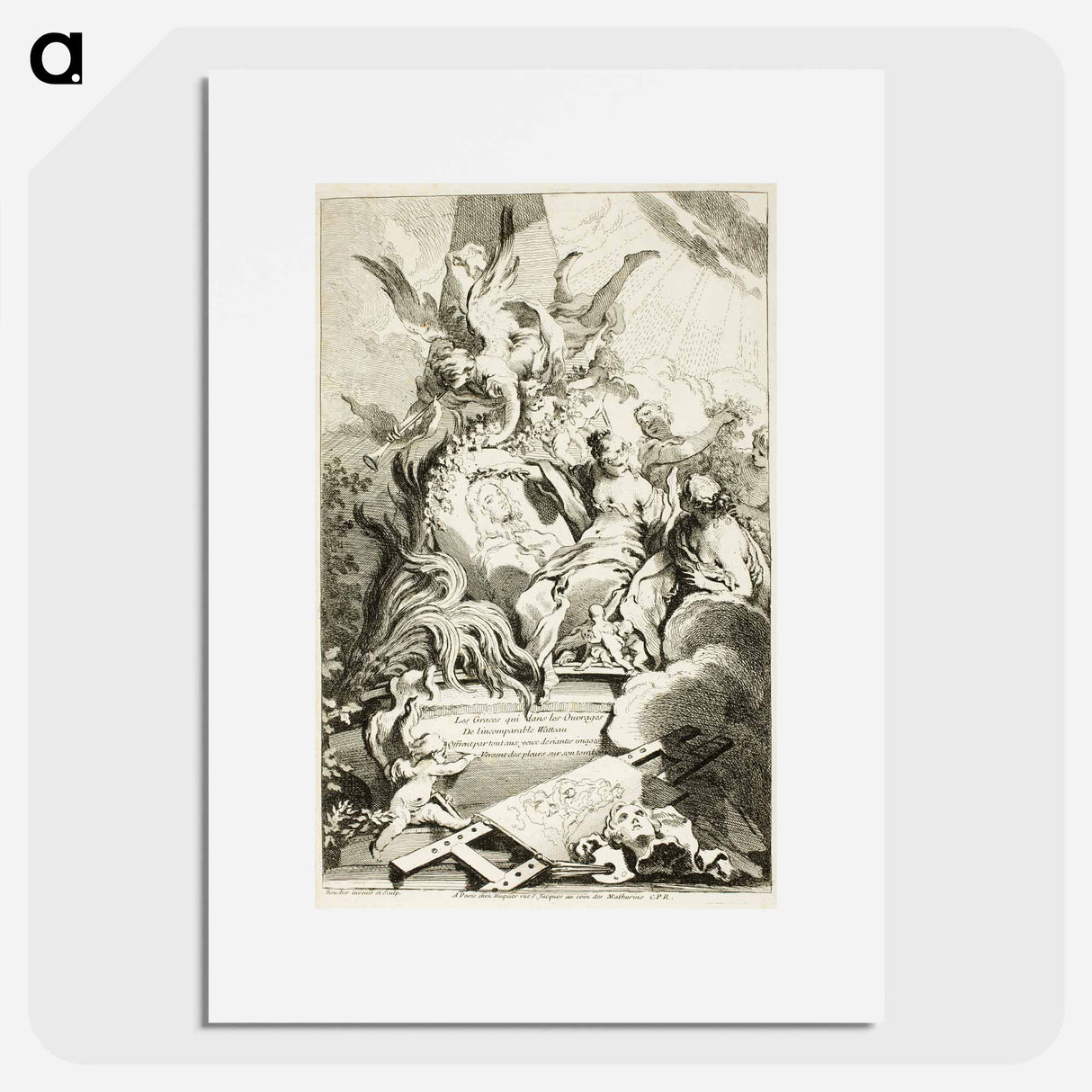 アートポスター-The Graces on the Tomb of Watteau - フランソワ ブーシェ Poster.