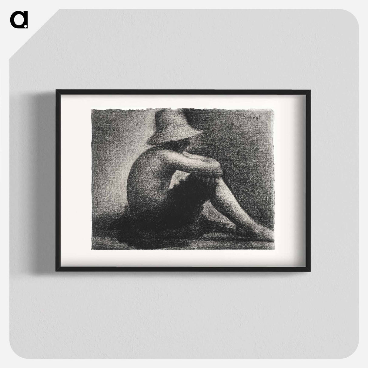 Seated Boy with Straw Hat, study for Bathers at Asnières - ジョルジュ スーラ Poster.