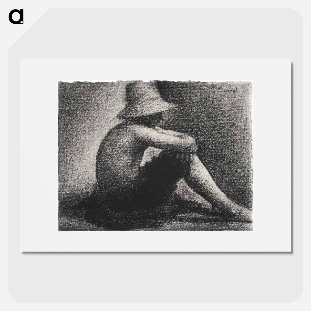 Seated Boy with Straw Hat, study for Bathers at Asnières - ジョルジュ スーラ Poster.