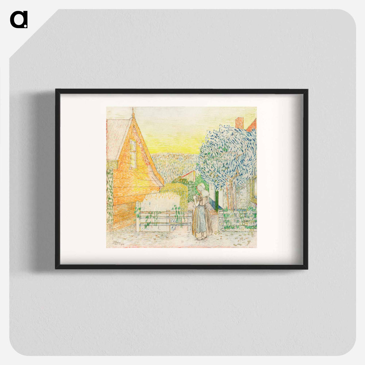 Zeeland girl, knitting in a courtyard - ヤン・トゥーロップ Poster.