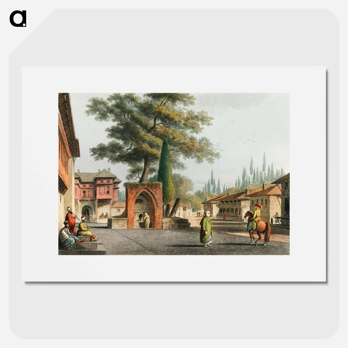 アートポスター-Caravansary at Kustchiuk Czemege - オスマン帝国領内の景色 Poster.