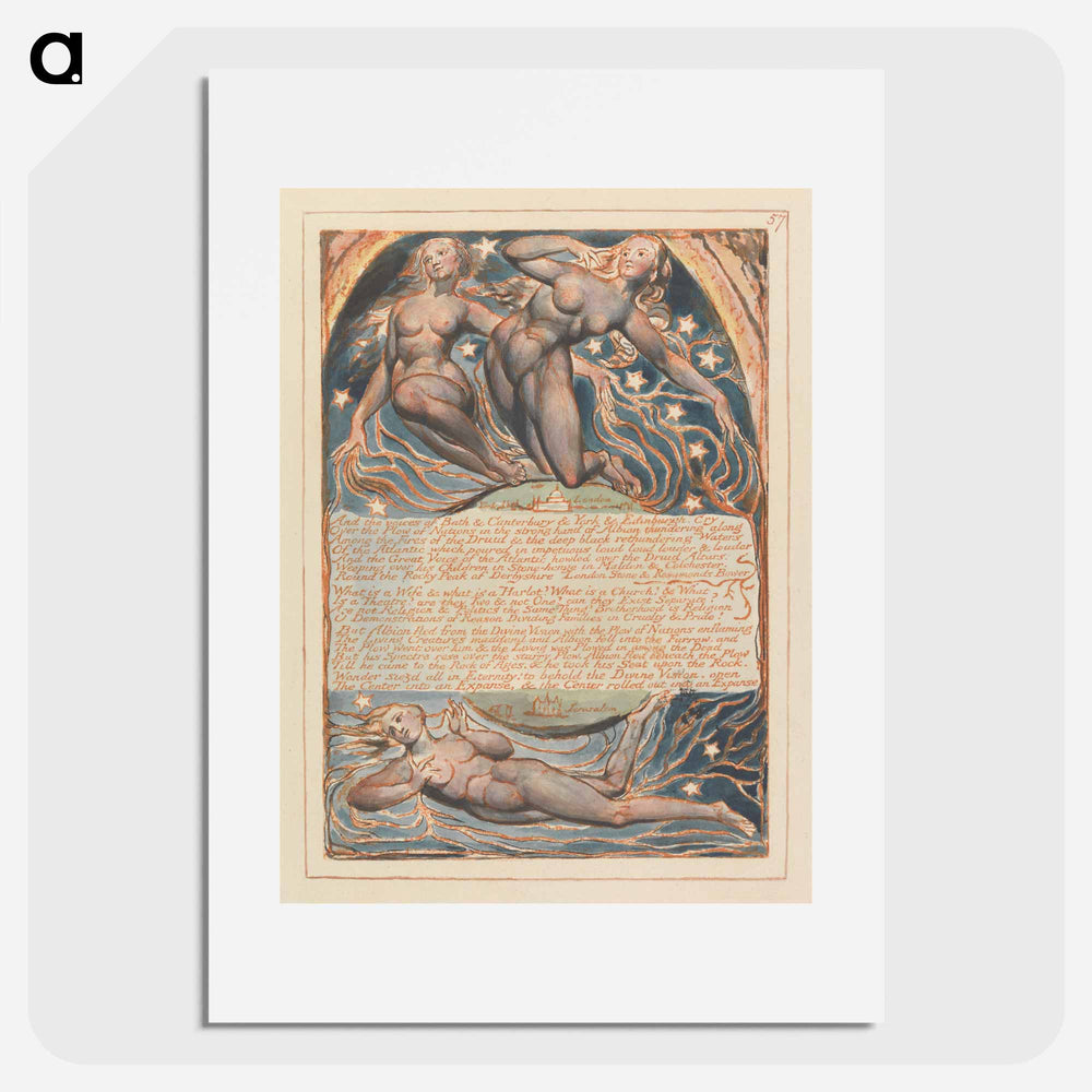Jerusalem, Plate 57, "And the voices of Bath" - William Blake Poster.