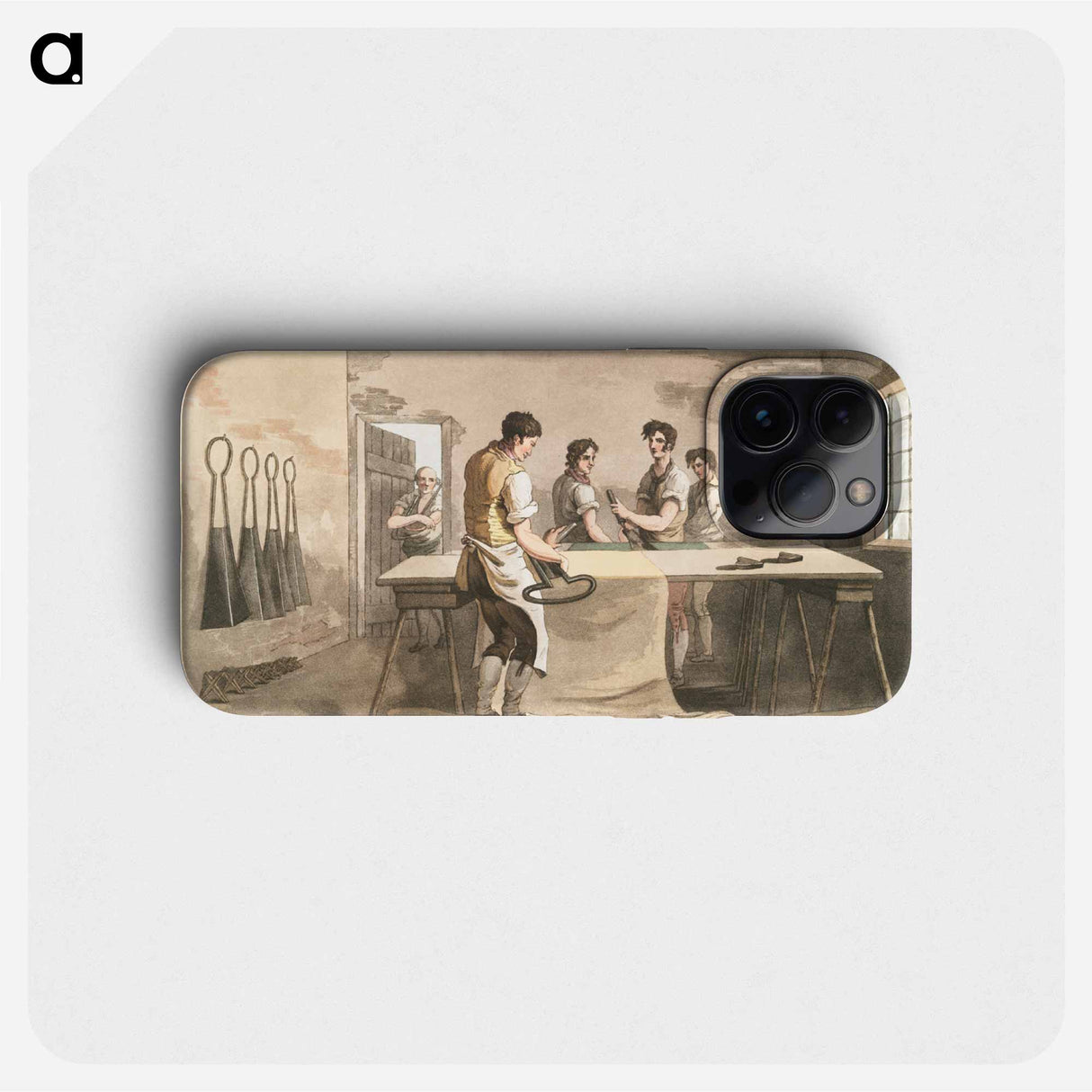 Illustration of the cloth dresser from The Costume of Yorkshire - 19世紀のヨークシャー Phone Case.