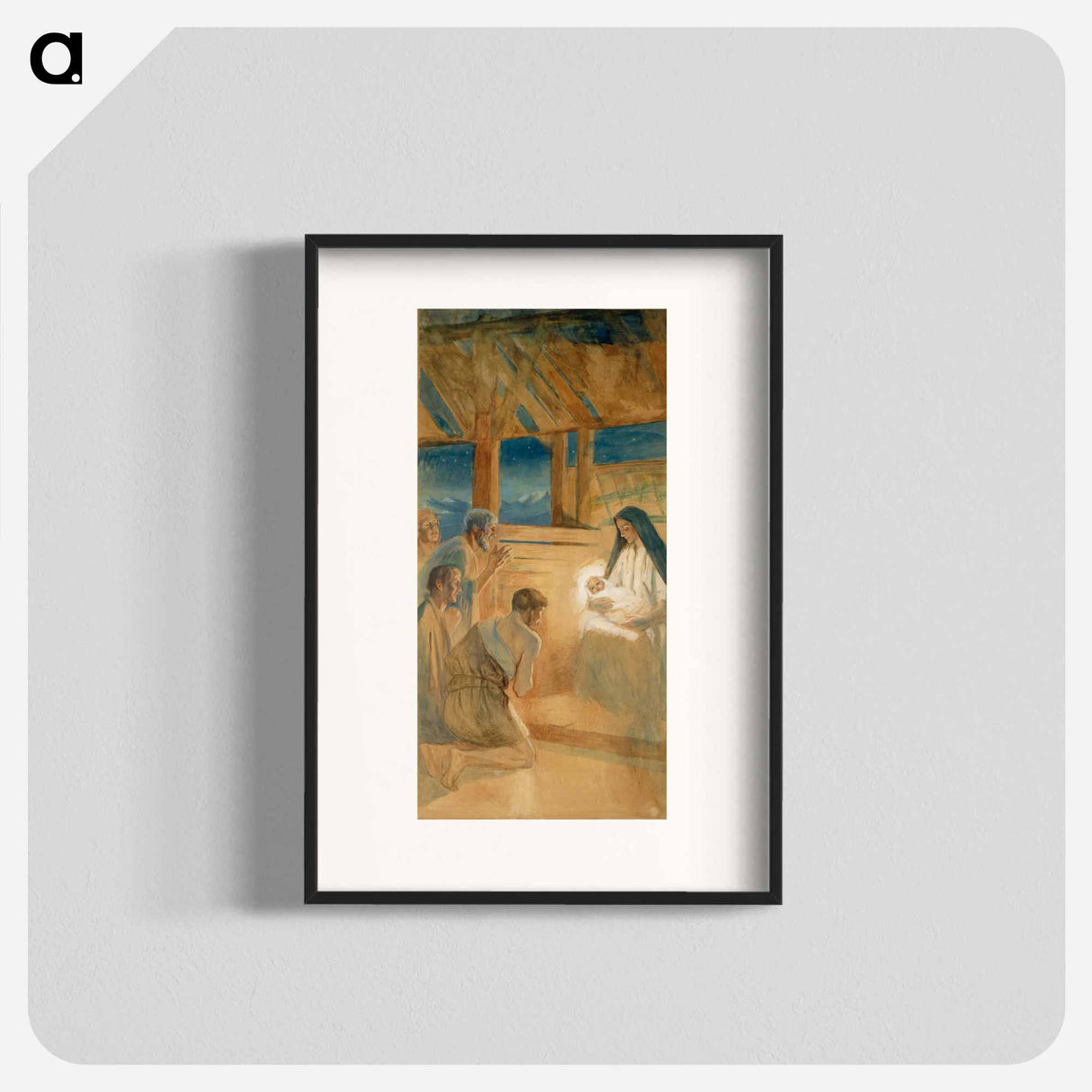 Paimenet kumartavat jeesus-lasta, harjoitelma vaasan kirkon alttaritauluun - アルバート エーデルフェルト Poster.