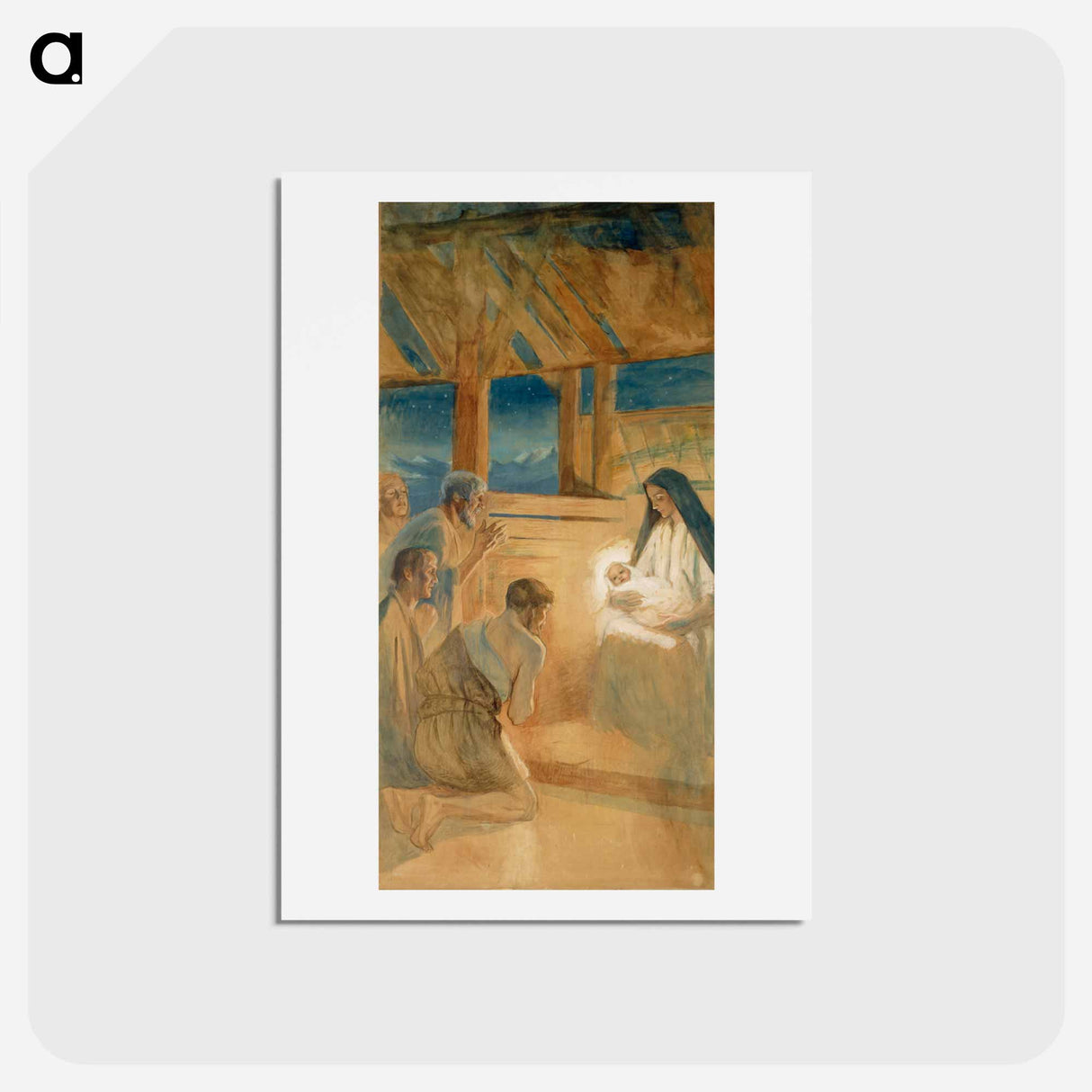 Paimenet kumartavat jeesus-lasta, harjoitelma vaasan kirkon alttaritauluun - アルバート エーデルフェルト Postcard.