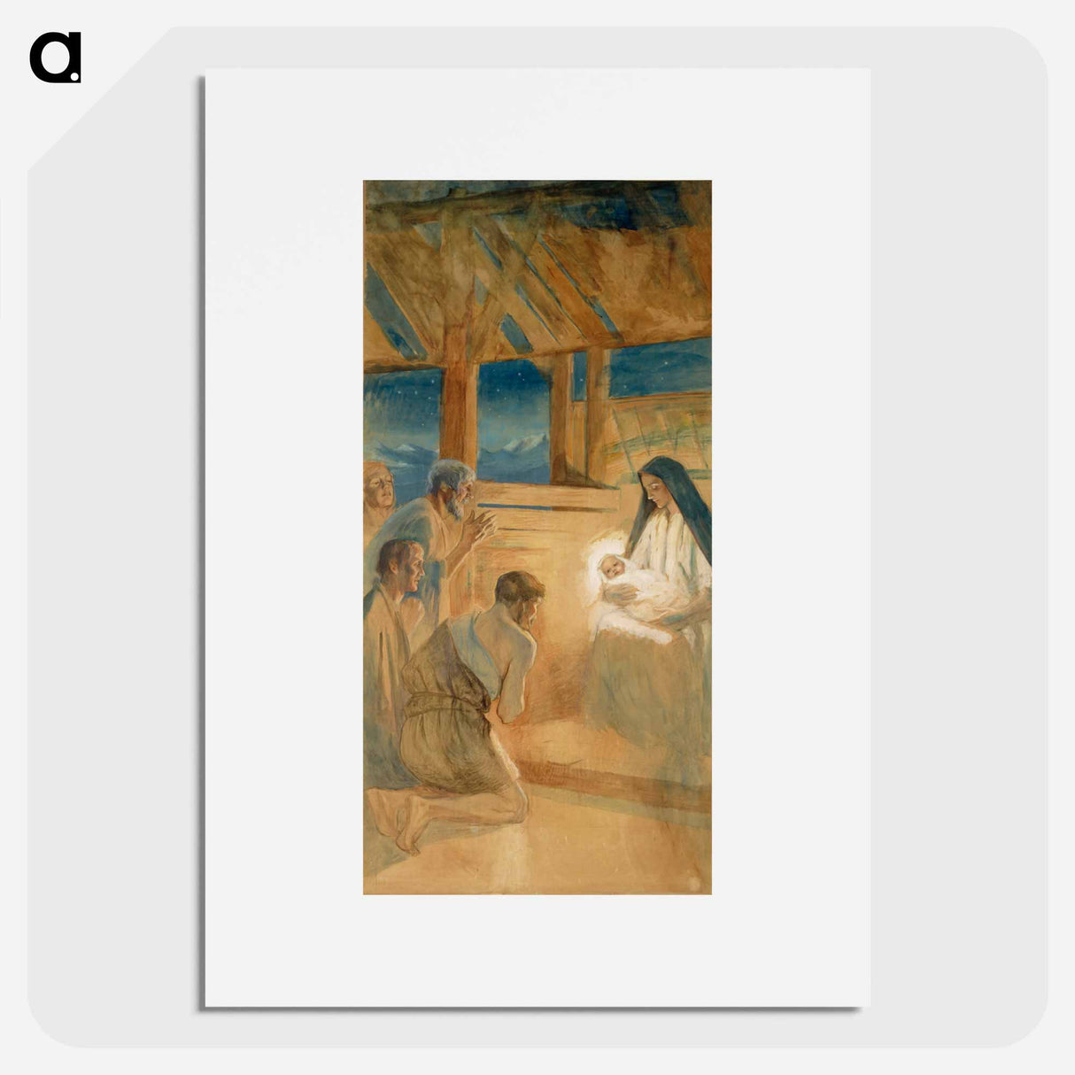 Paimenet kumartavat jeesus-lasta, harjoitelma vaasan kirkon alttaritauluun - アルバート エーデルフェルト Poster.