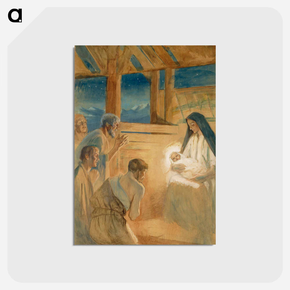 Paimenet kumartavat jeesus-lasta, harjoitelma vaasan kirkon alttaritauluun - アルバート エーデルフェルト Postcard.