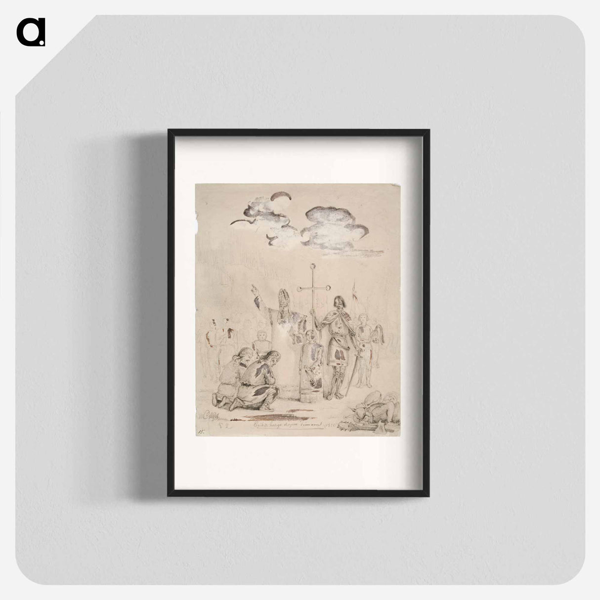 Eerik pyhä kastaa suomalaisia kupittaan lähteellä - アンダース エクマン Poster.