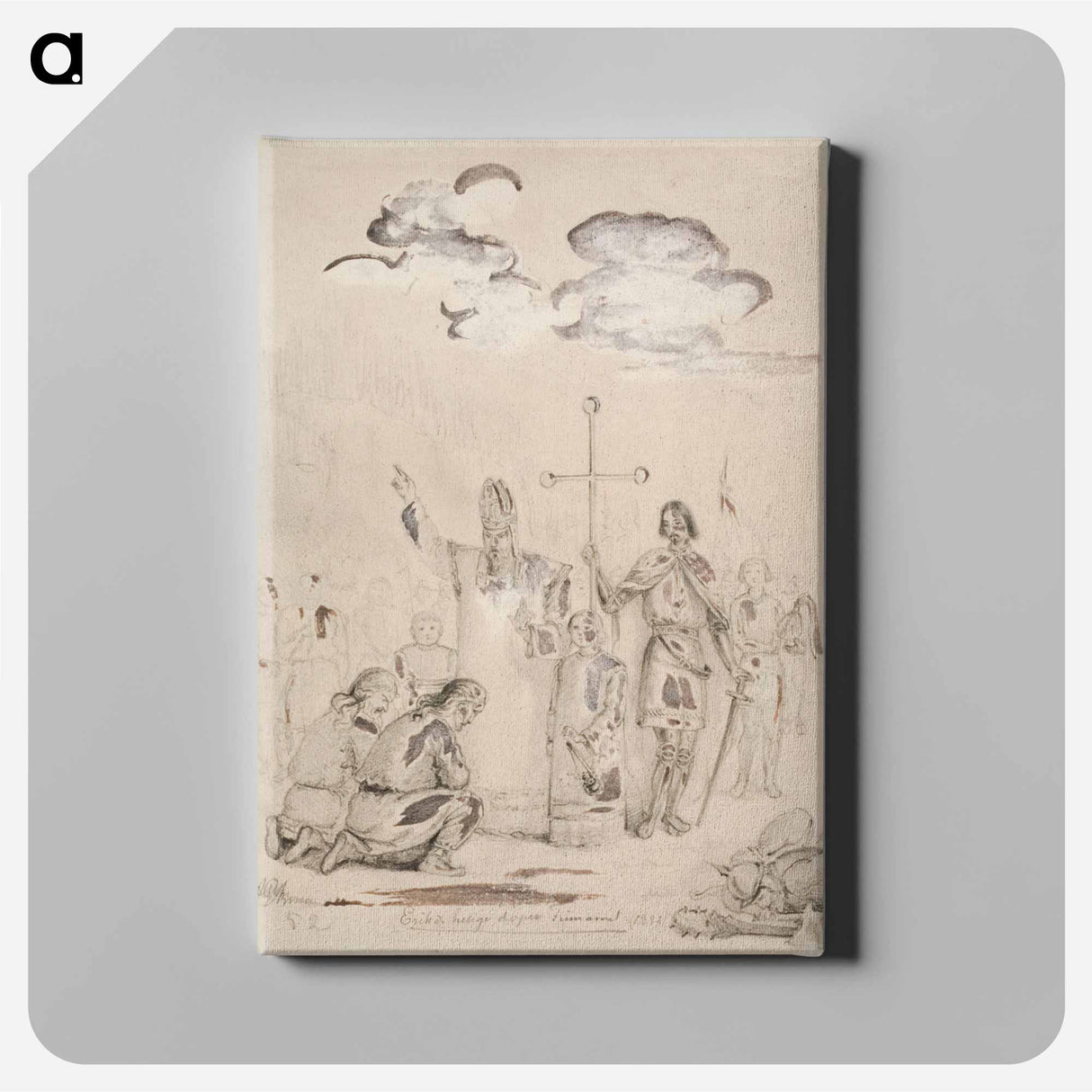 Eerik pyhä kastaa suomalaisia kupittaan lähteellä - アンダース エクマン Canvas.