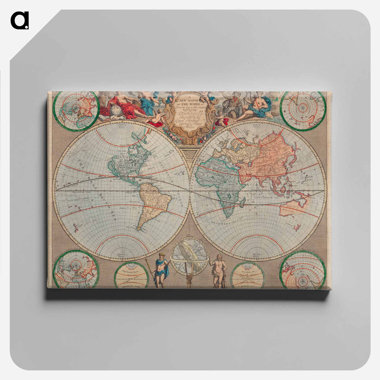 A new map of the world - アンティーク地図 Canvas.