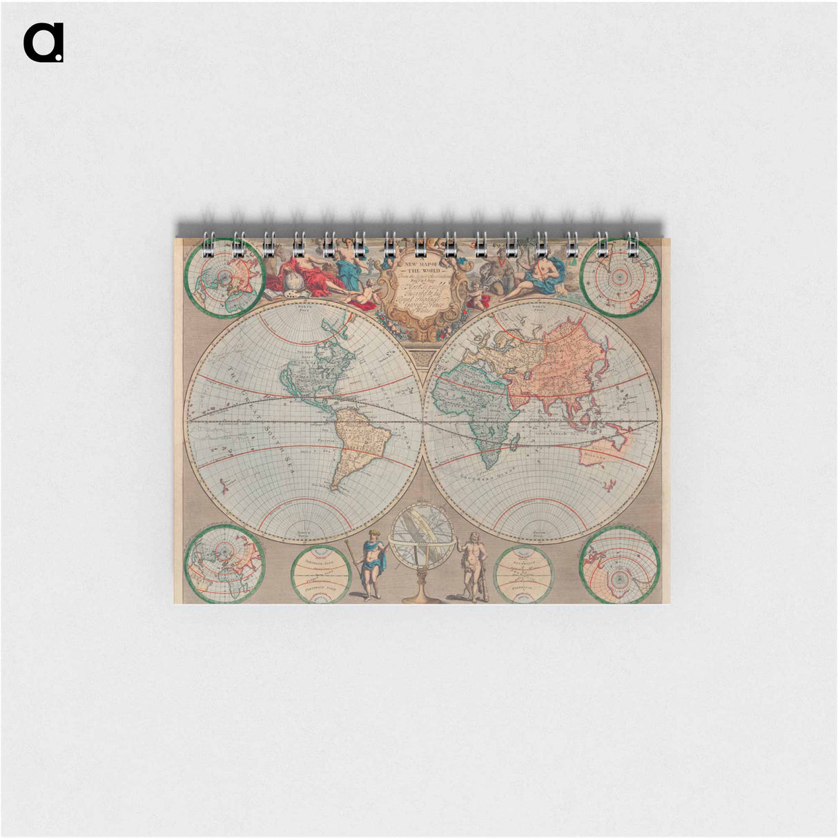 アートメモ帳-A new map of the world - アンティーク地図 Memo.