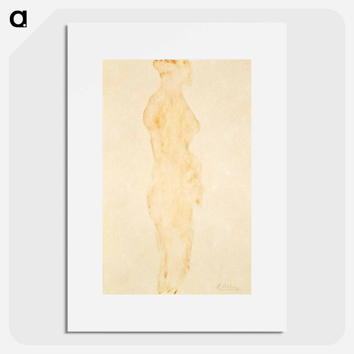 アートポスター-Nude Standing, Side View - オーギュスト ロダン Poster.