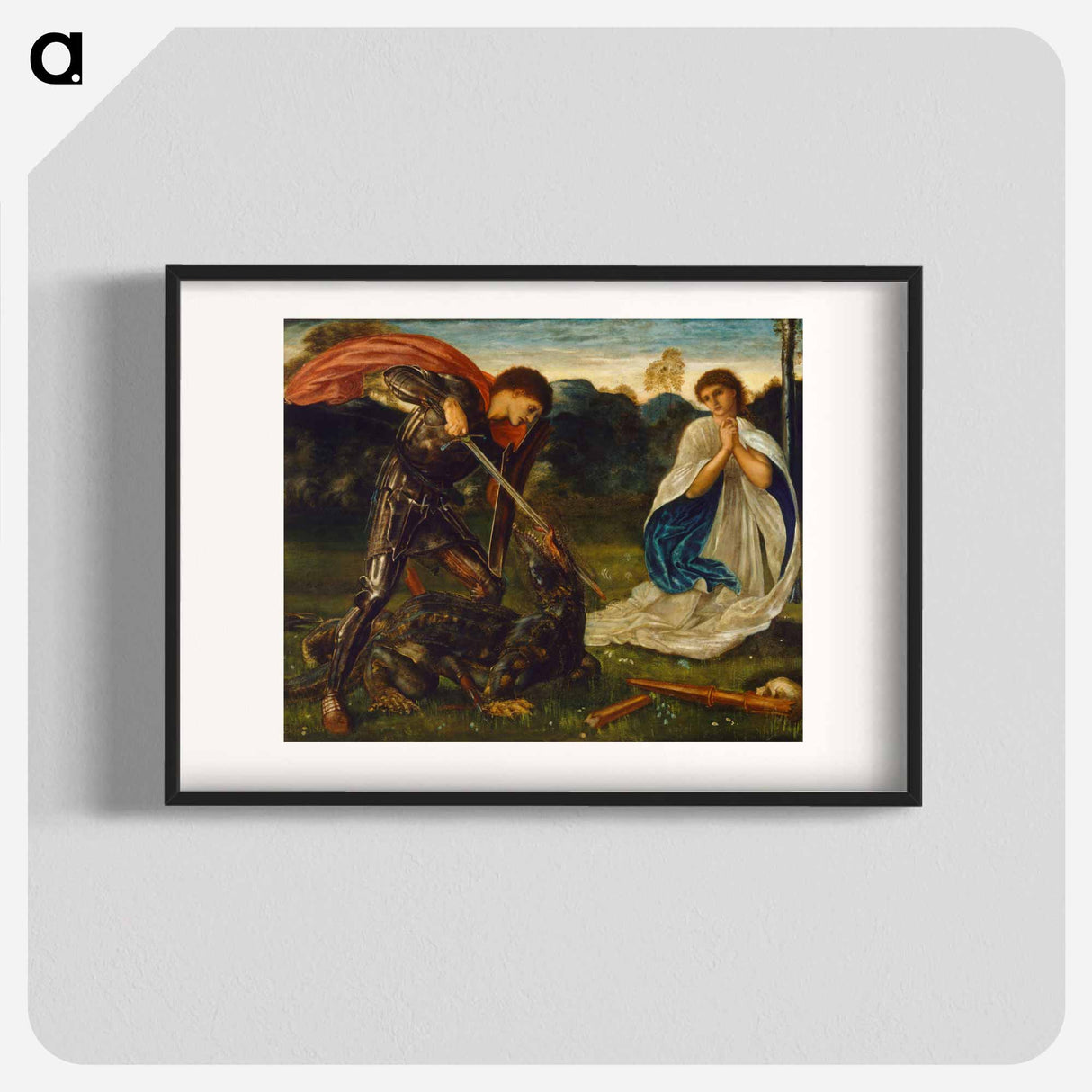 The fight- St George kills the dragon VI - エドワード バーン ジョーンズ Poster.