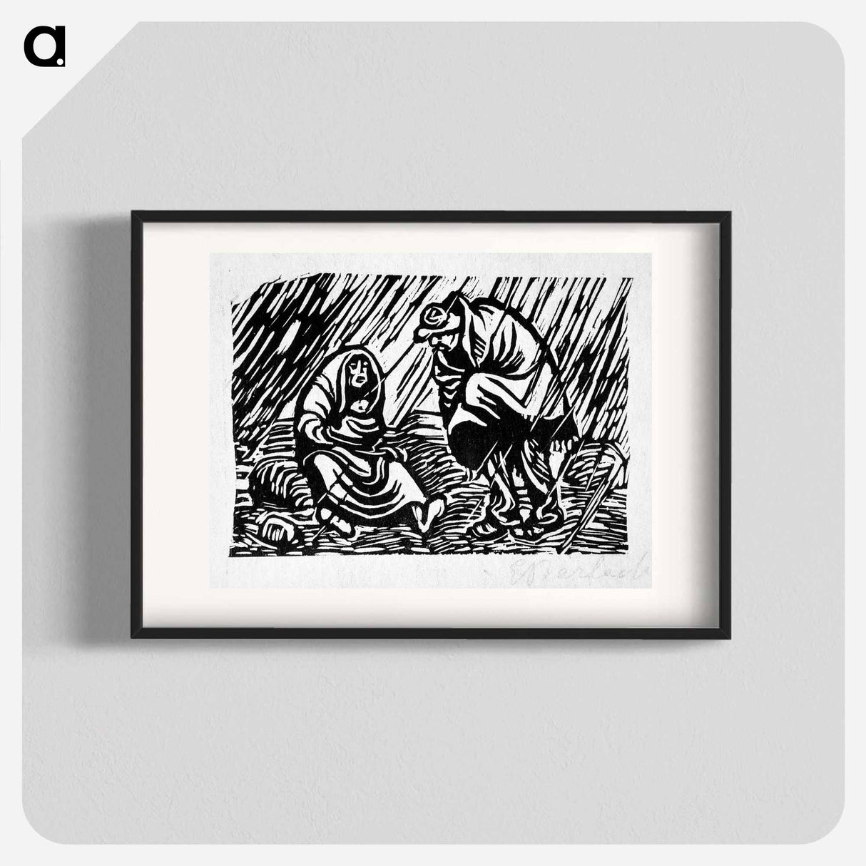Couple quarreling in the rain - エルンスト ハインリヒ バルラッハ Poster.