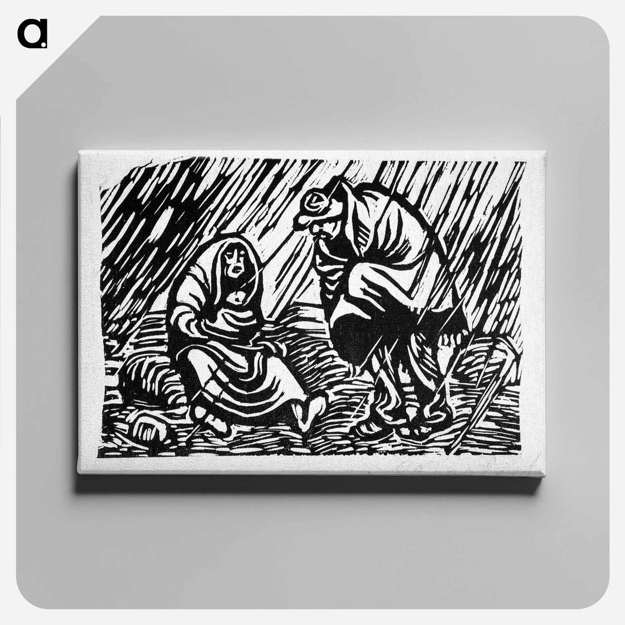 Couple quarreling in the rain - エルンスト ハインリヒ バルラッハ Canvas.