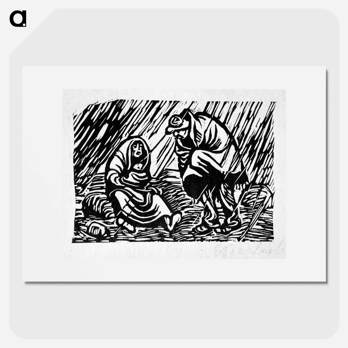 Couple quarreling in the rain - エルンスト ハインリヒ バルラッハ Poster.