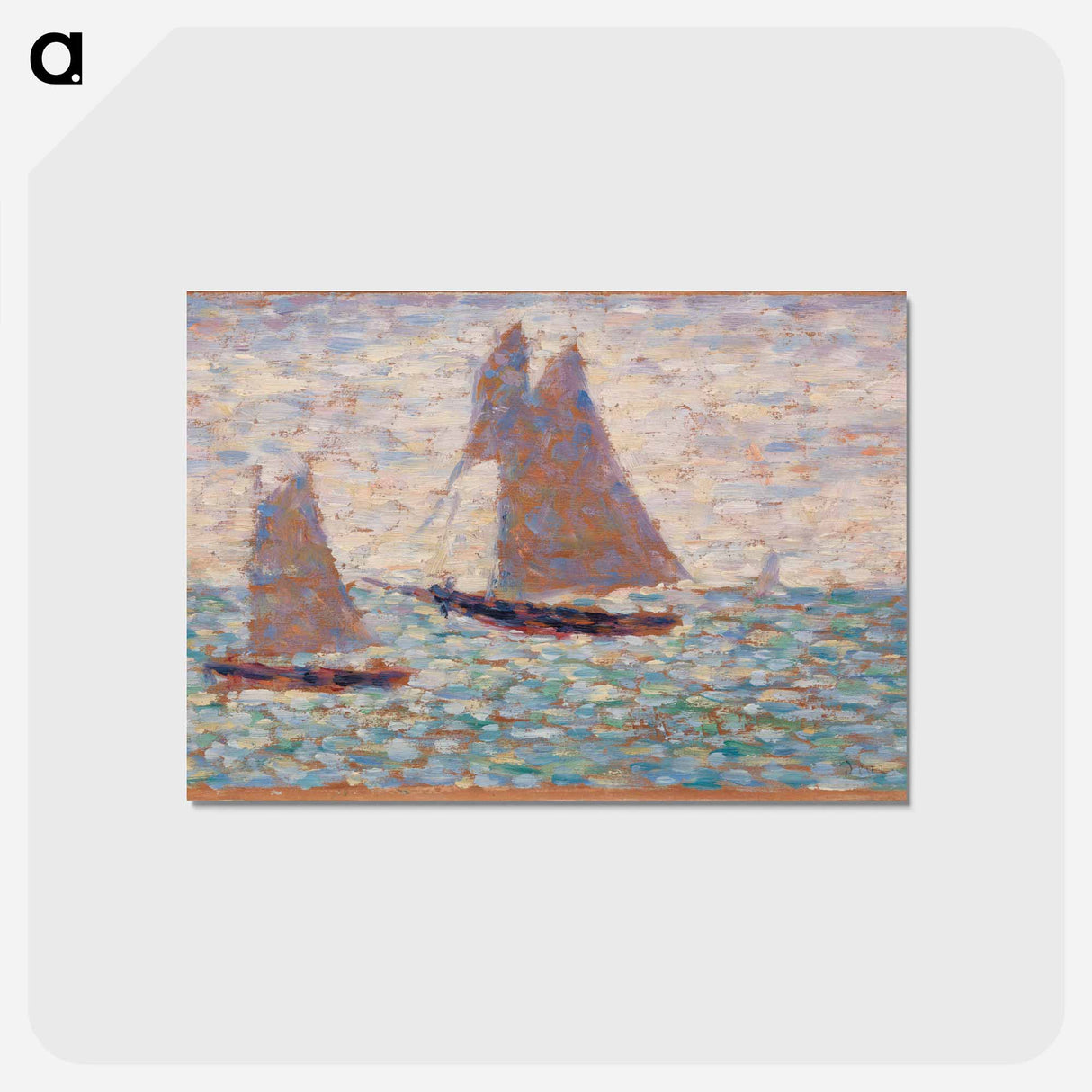 アートポストカード-Two Sailboats at Grandcamp - ジョルジュ スーラ Postcard.