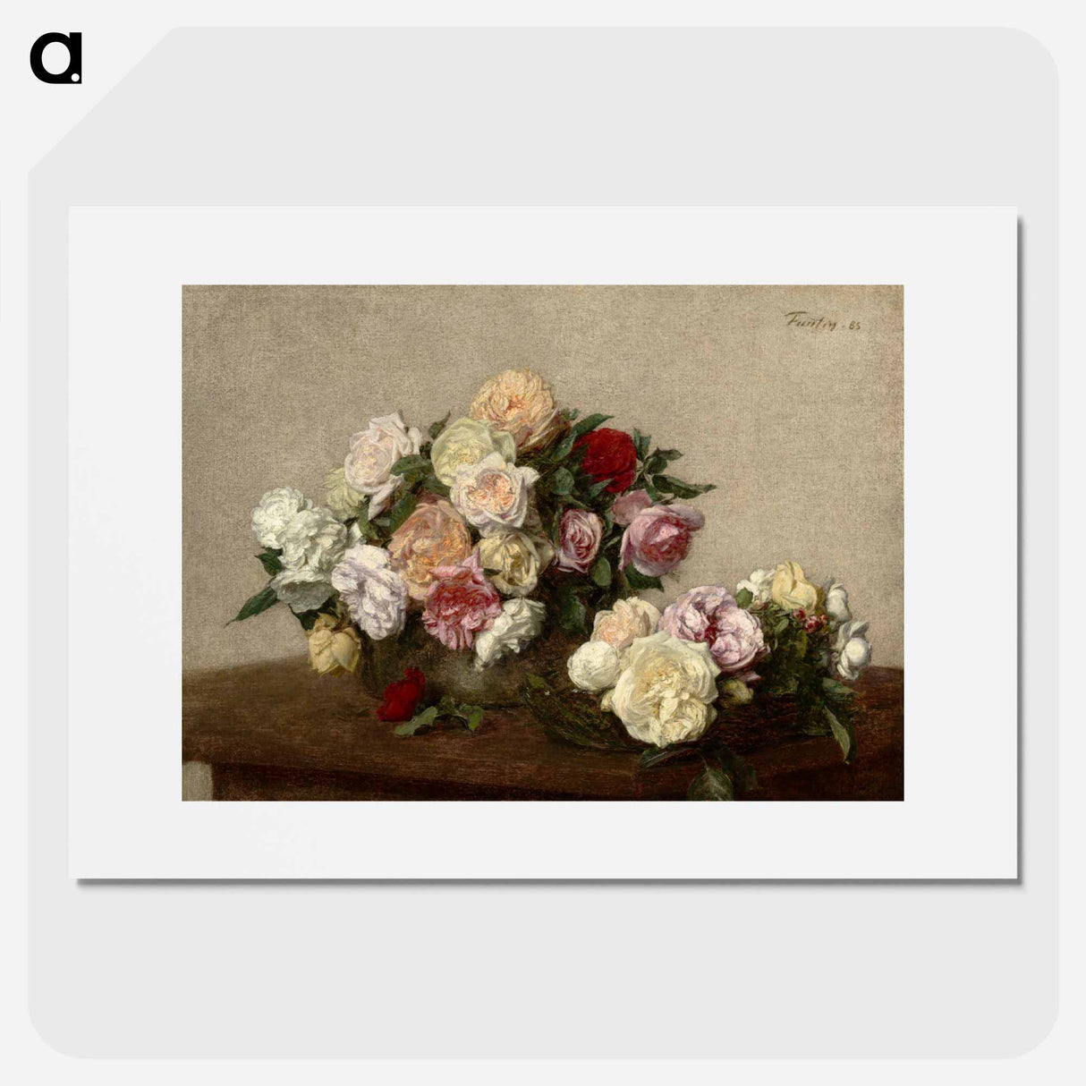 Roses in a Bowl and Dish - アンリ ファンタン ラトゥール Poster.