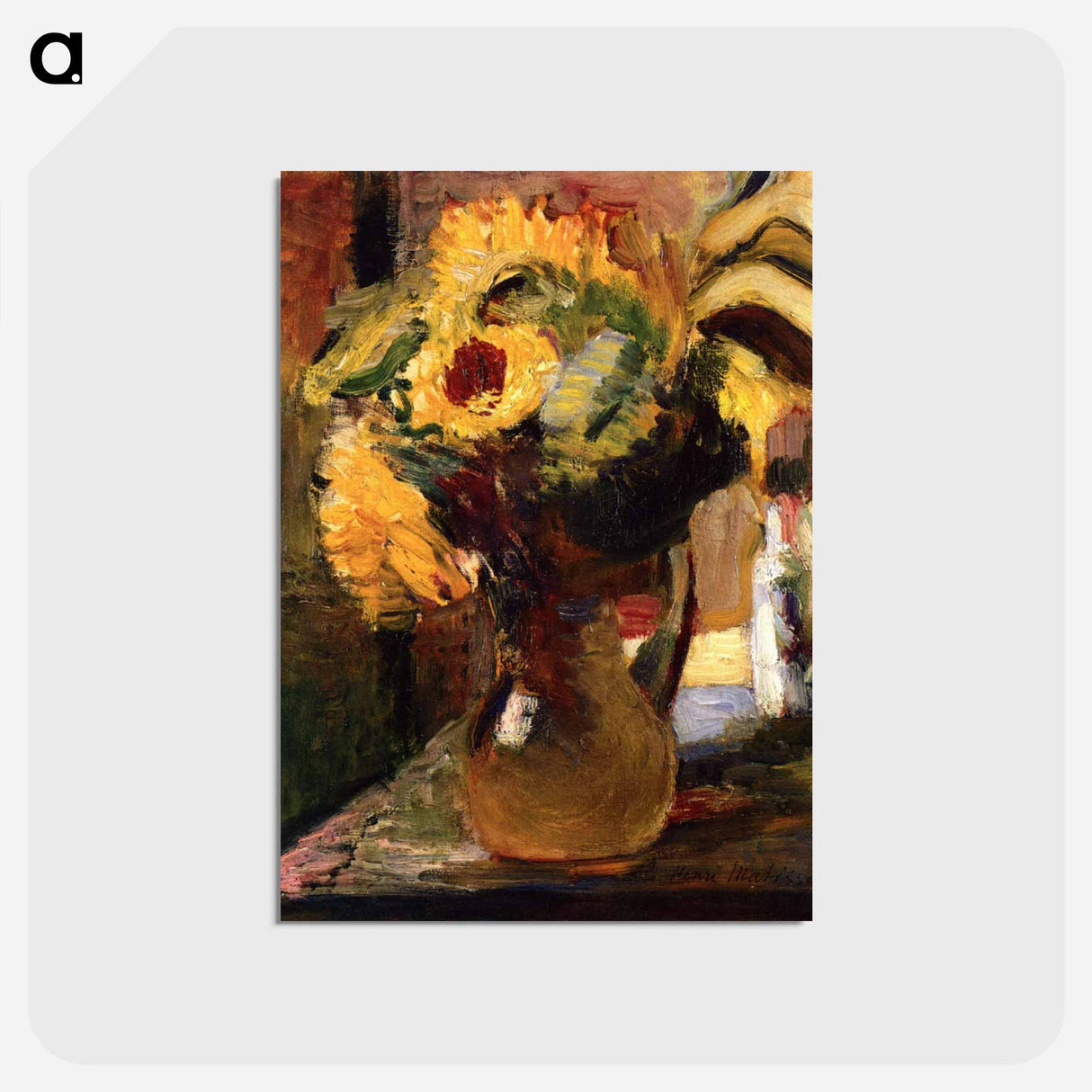 アートポストカード-Bouquet of Sunflowers - アンリ マティス Postcard.