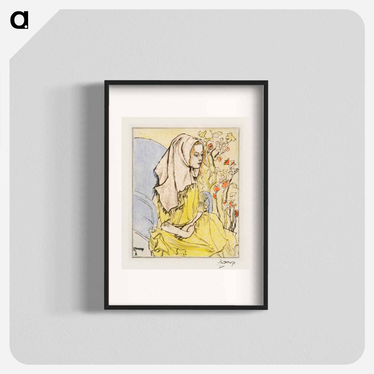 Charley Toorop with a headscarf in an armchair - ヤン・トゥーロップ Poster.