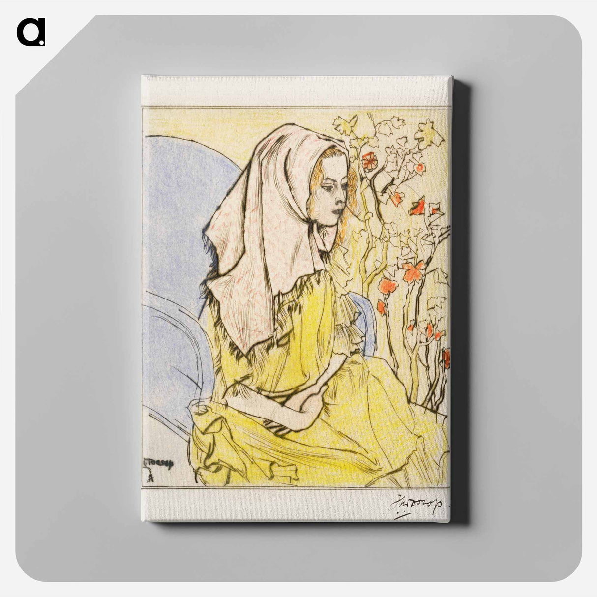 アートパネル-Charley Toorop with a headscarf in an armchair - ヤン・トゥーロップ Canvas.