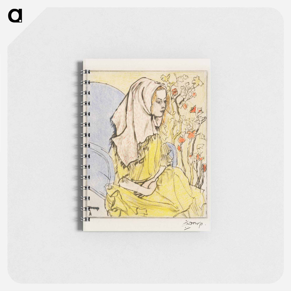 Charley Toorop with a headscarf in an armchair - ヤン・トゥーロップ Memo.