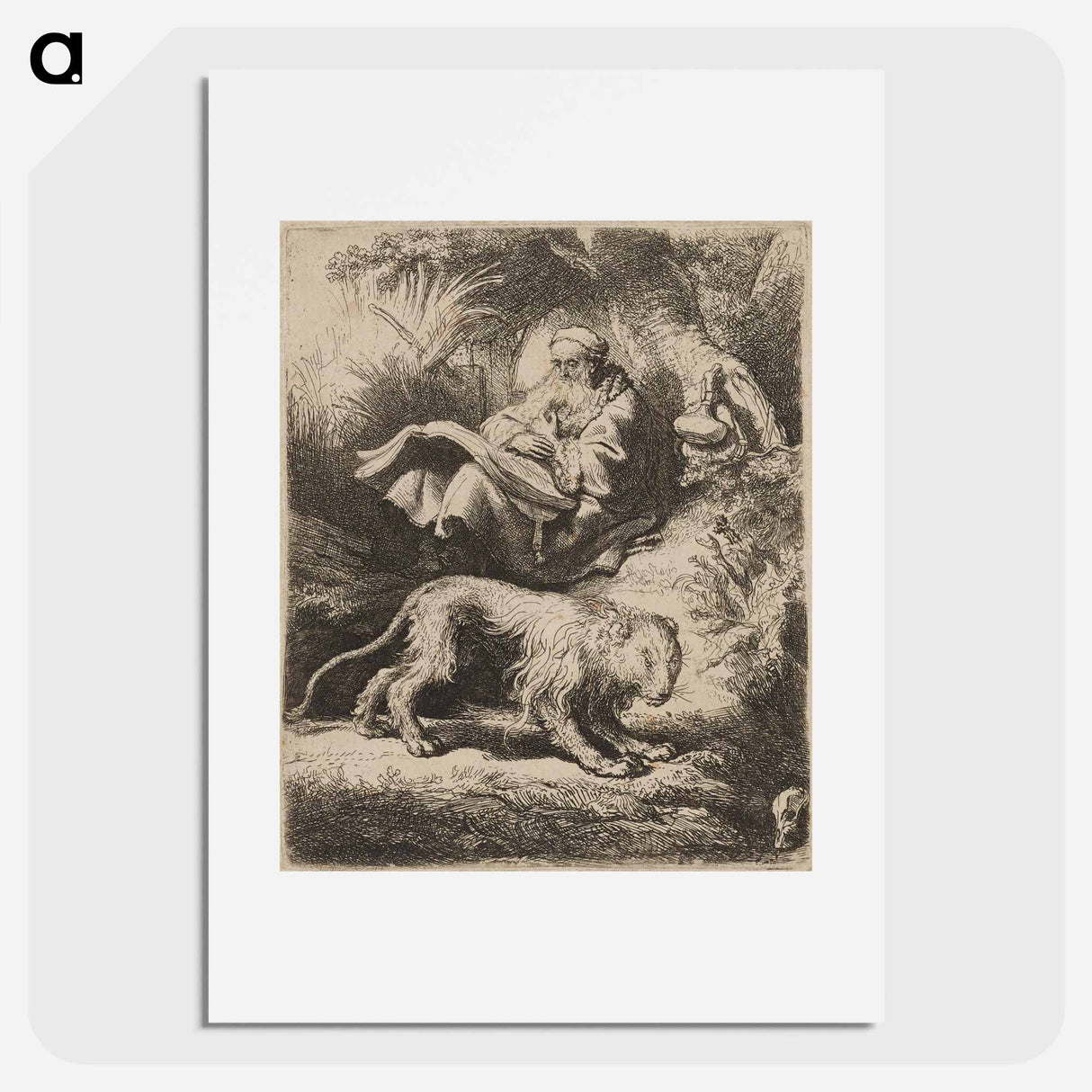 Saint Jerome Reading - レンブラント ファン レイン Poster.