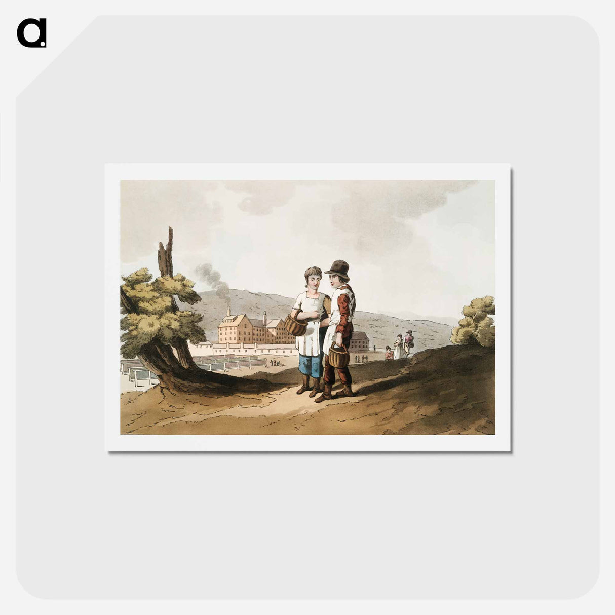 Illustration of factory children - 19世紀のヨークシャー Postcard.