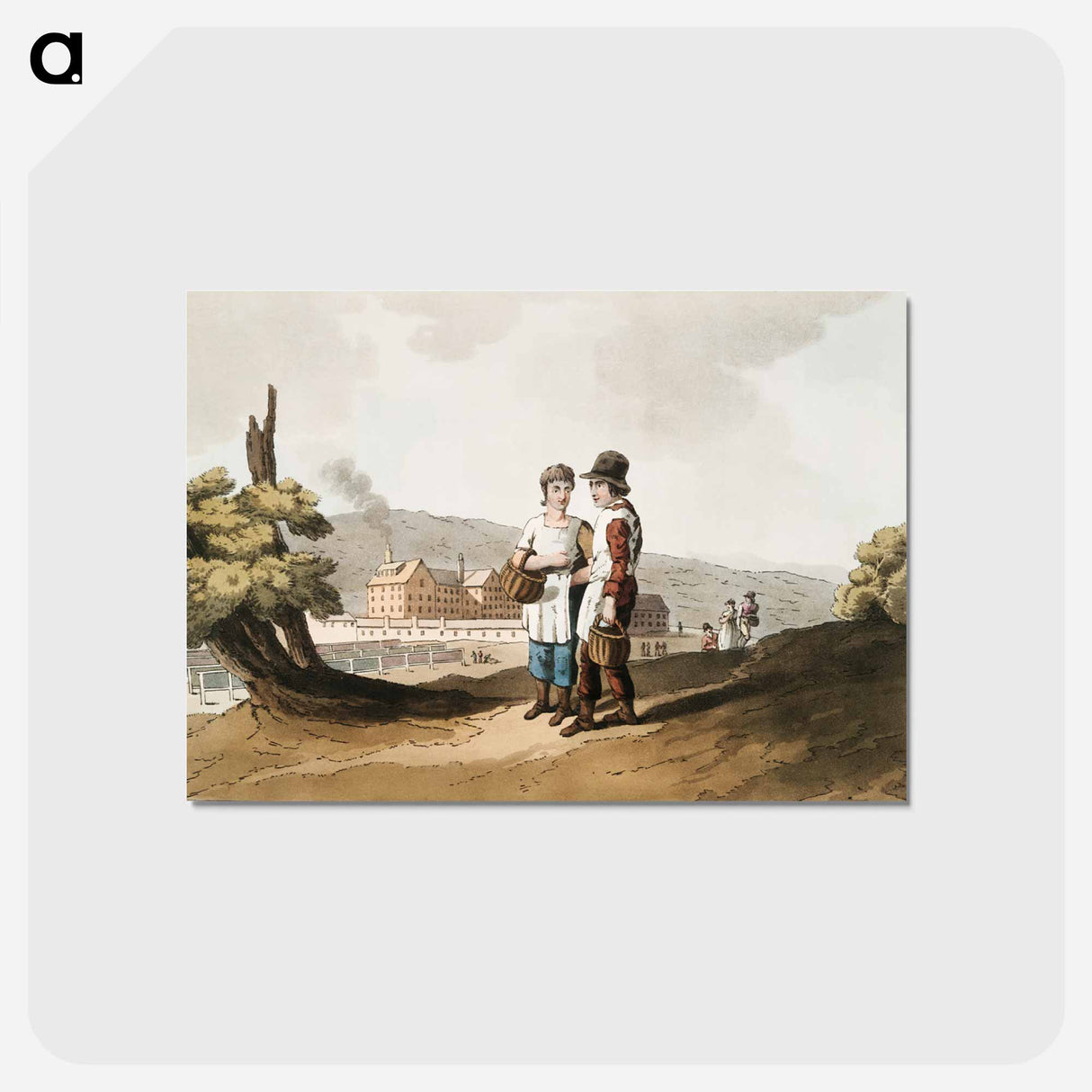 Illustration of factory children - 19世紀のヨークシャー Postcard.