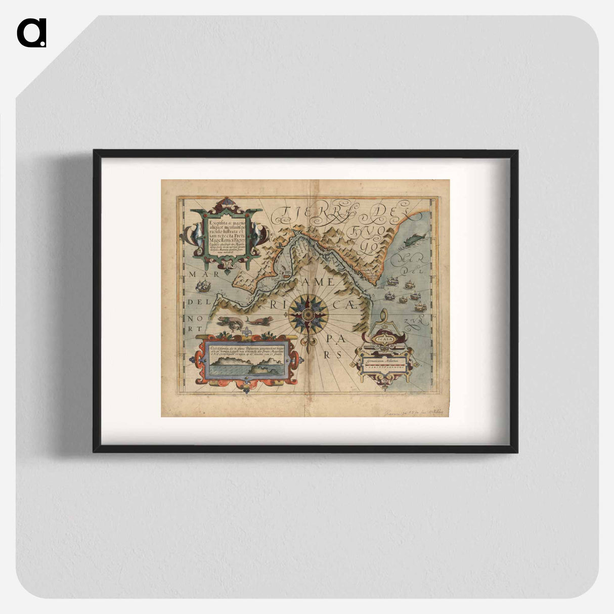 Exquisita & magno aliquot mensium periculo lustrata et iam retecta Freti Magellanici facies - アンティーク地図 Poster.