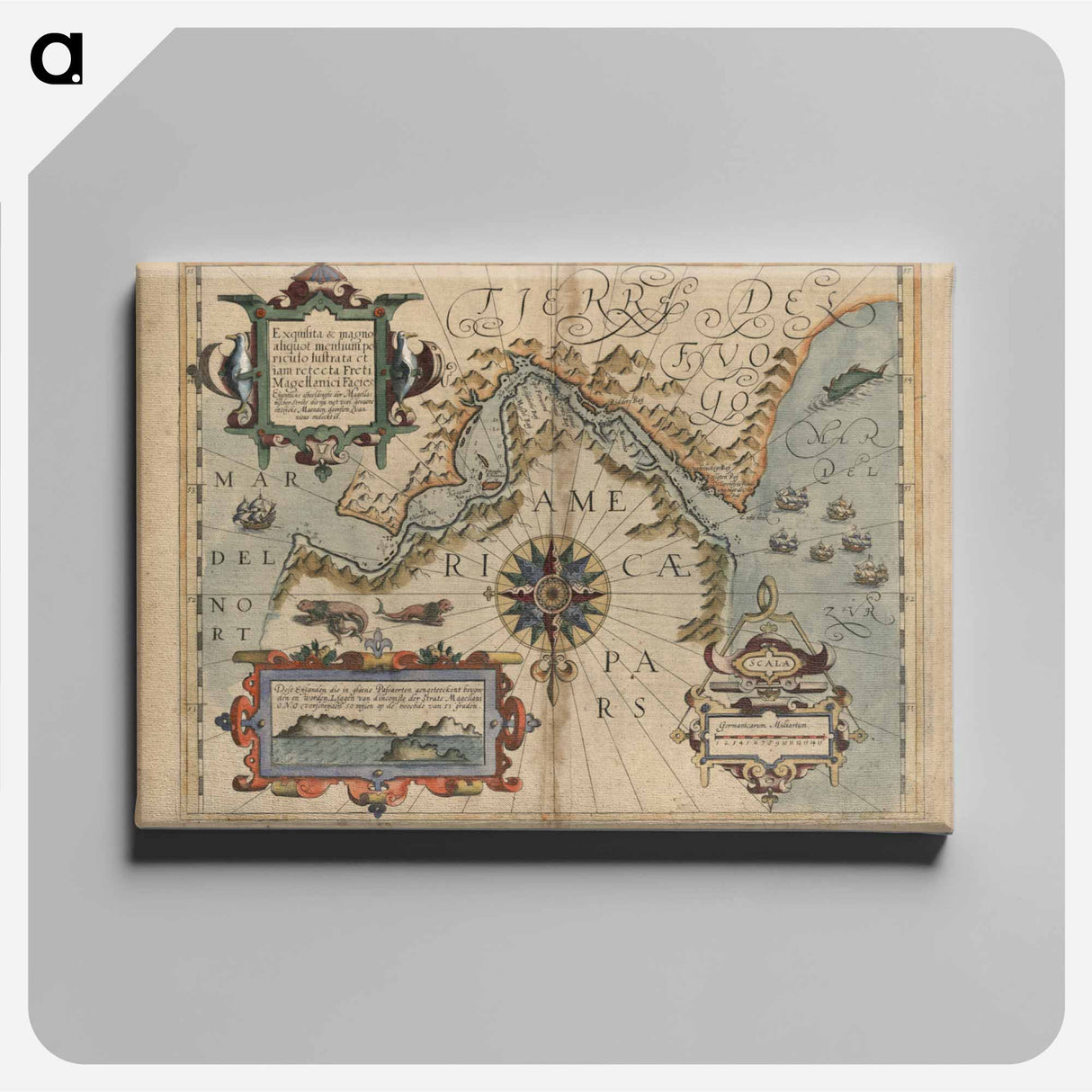 Exquisita & magno aliquot mensium periculo lustrata et iam retecta Freti Magellanici facies - アンティーク地図 Canvas.