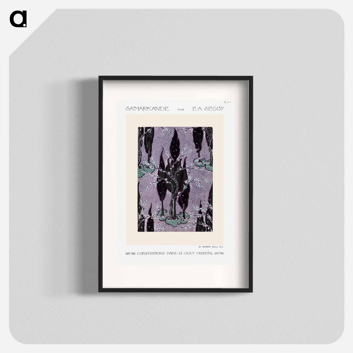 Tree pochoir pattern in oriental style - E.A.セギー Poster.