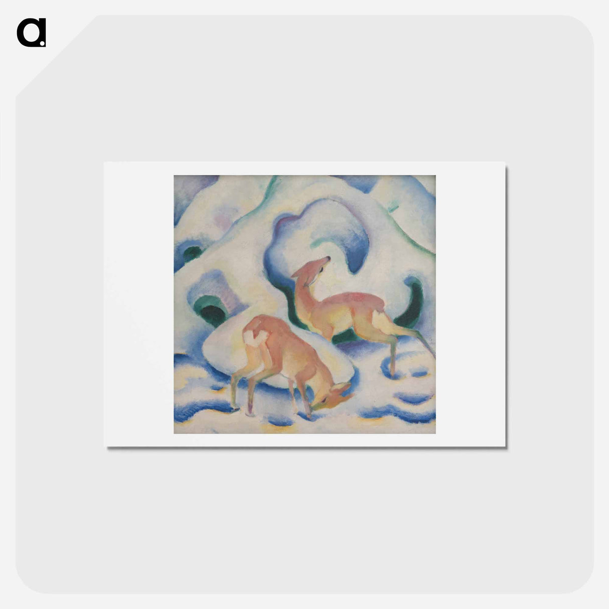 アートポストカード-Deer in the snow II - フランツ マルク Postcard.