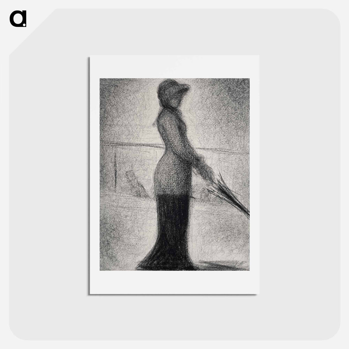 アートポストカード-Woman with parasol - ジョルジュ スーラ Postcard.