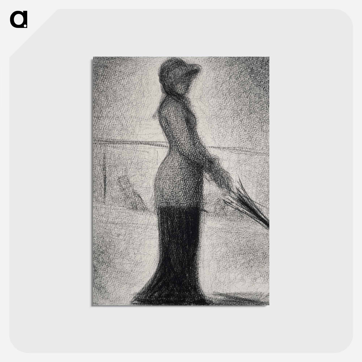 アートポストカード-Woman with parasol - ジョルジュ スーラ Postcard.