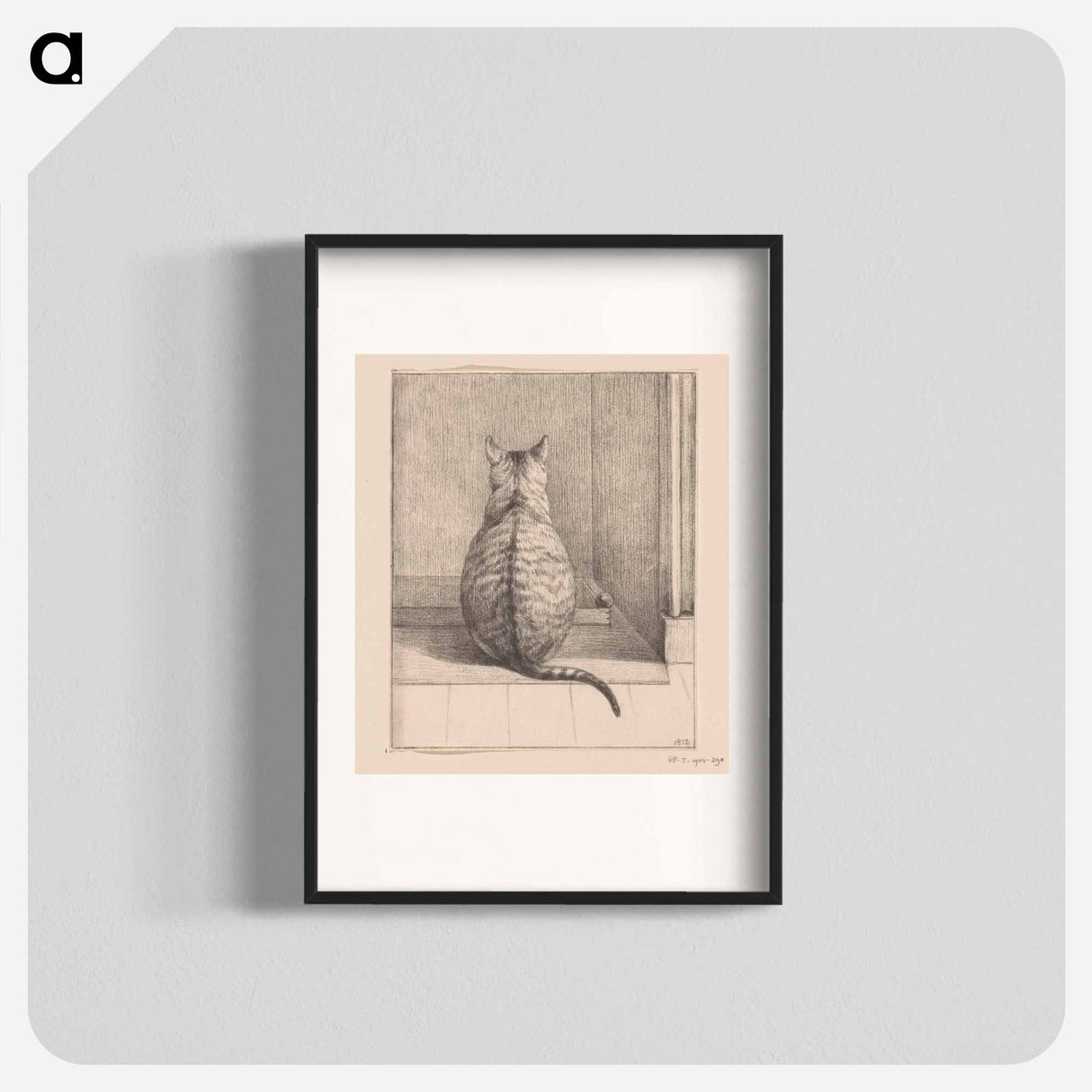 Zittende kat, van achteren - ジャン ベルナール Poster.