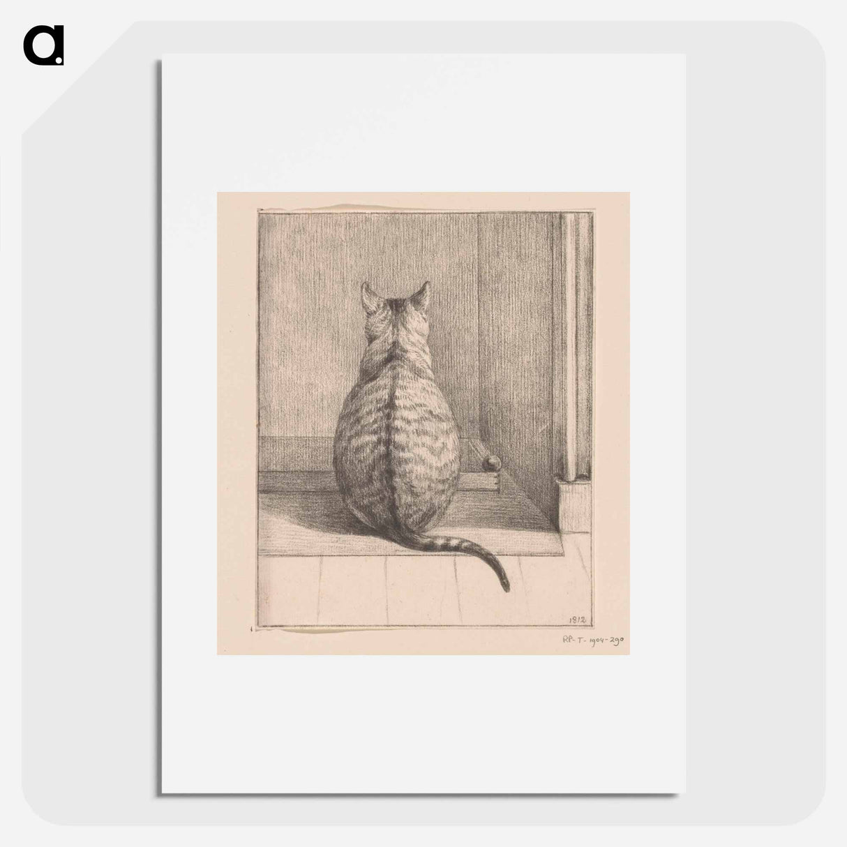 Zittende kat, van achteren - ジャン ベルナール Poster.