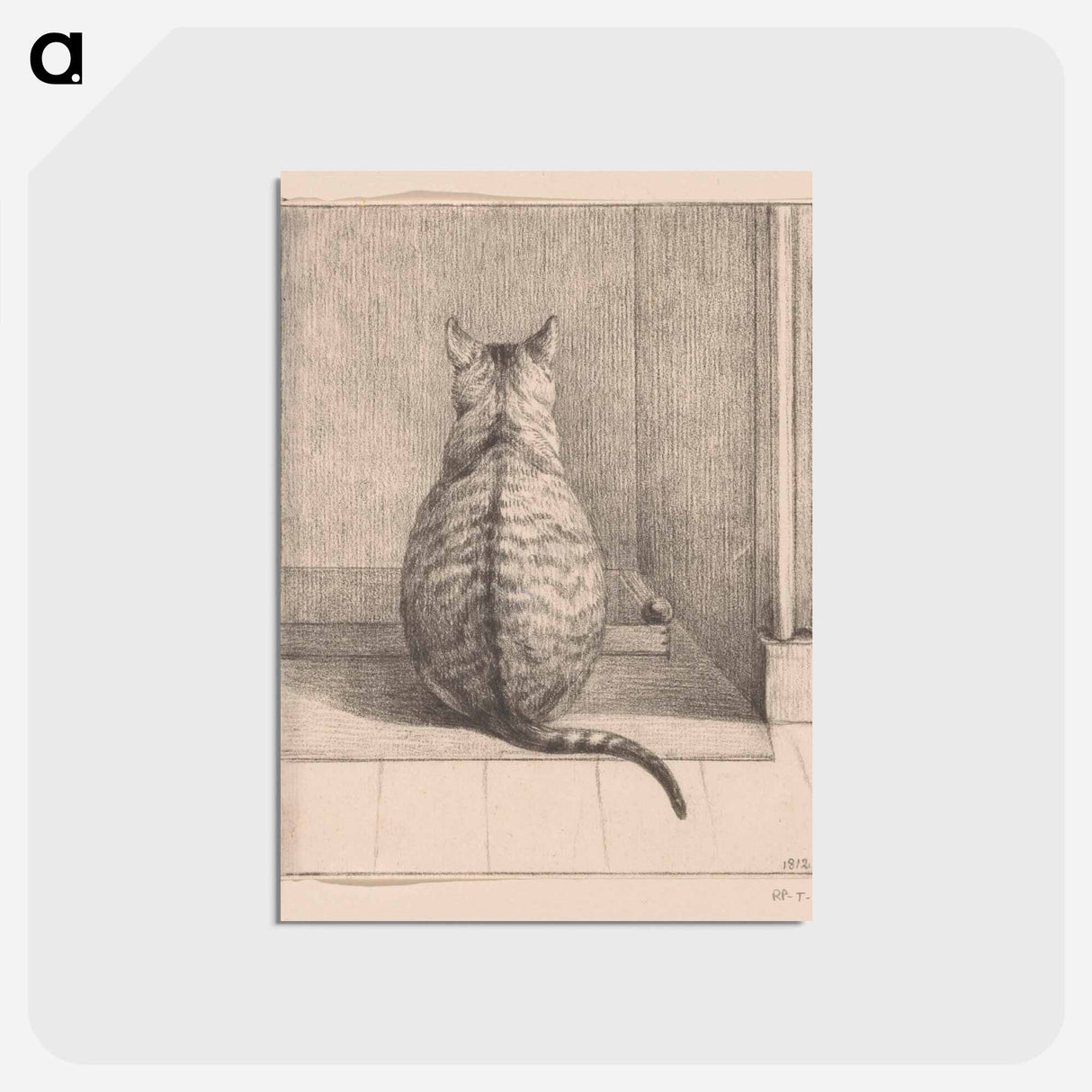 アートポストカード-Zittende kat, van achteren - ジャン ベルナール Postcard.