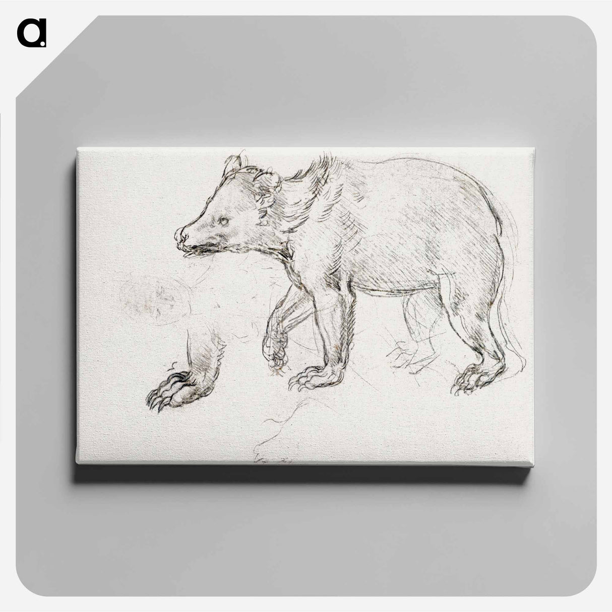 アートパネル-A Bear Walking - レオナルド ダ ヴィンチ Canvas.