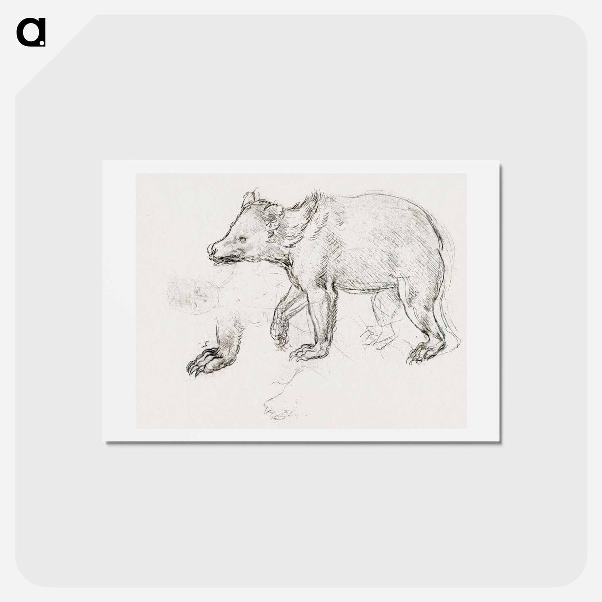アートポストカード-A Bear Walking - レオナルド ダ ヴィンチ Postcard.