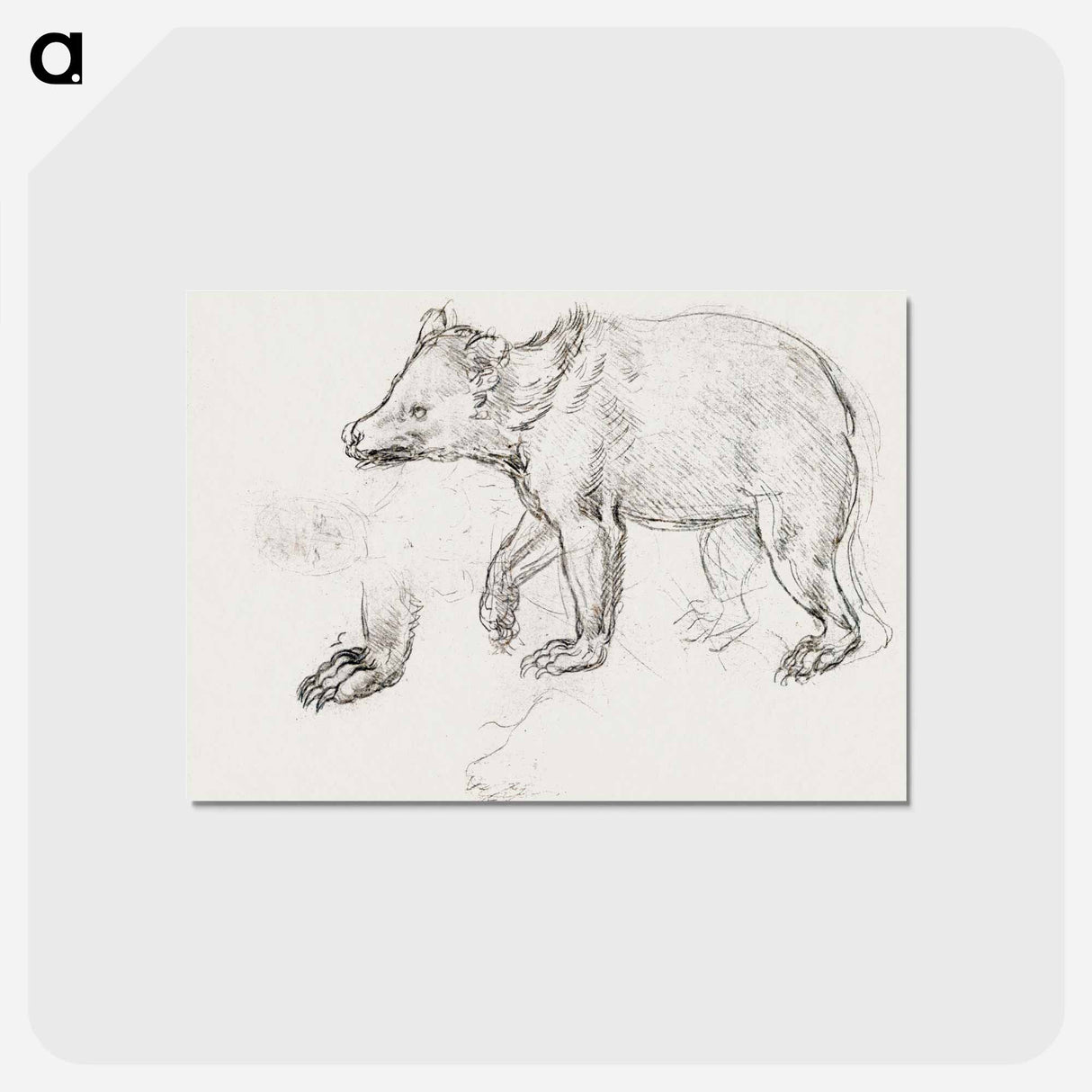 アートポストカード-A Bear Walking - レオナルド ダ ヴィンチ Postcard.