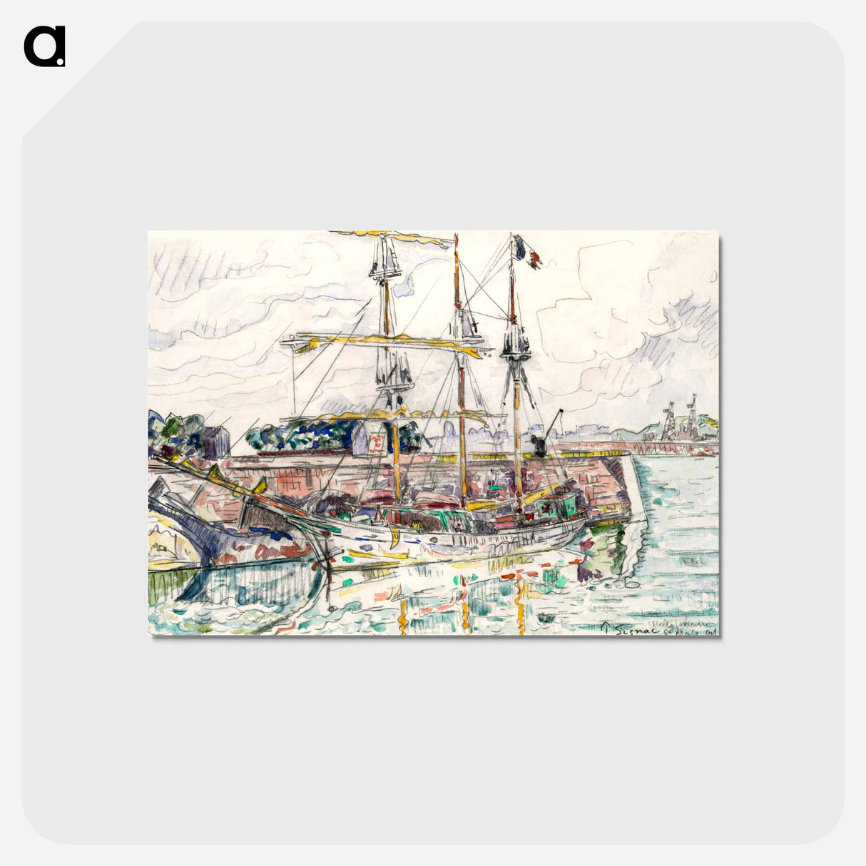 アートポストカード-Docks at Saint Malo - ポール シニャック Postcard.