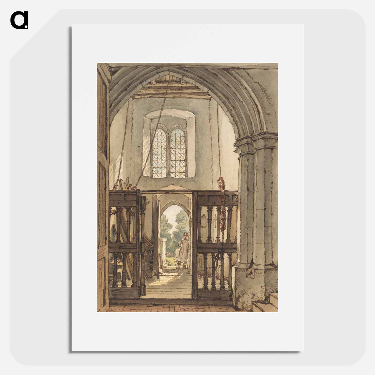 Interior of the Belfry, Bushey Church - ウィリアム ヘンリー ハント Poster.